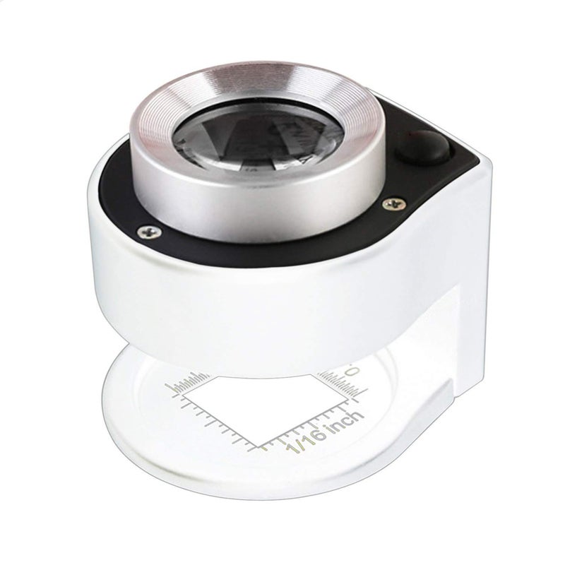 Amoper 30X Loupe Magnifier with 6 Light,Desktop Portable Metal Magnifier Folding Scale Sewing Magnifing Glass for Textile Optical Jewelry Tool Coins Currency (White) - Image 1